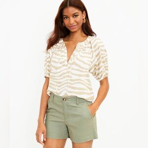 Beige and White Women's Top